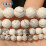 Faceted Turquoises Howlite Stone Round Beads for Jewelry Making DIY Bracelets