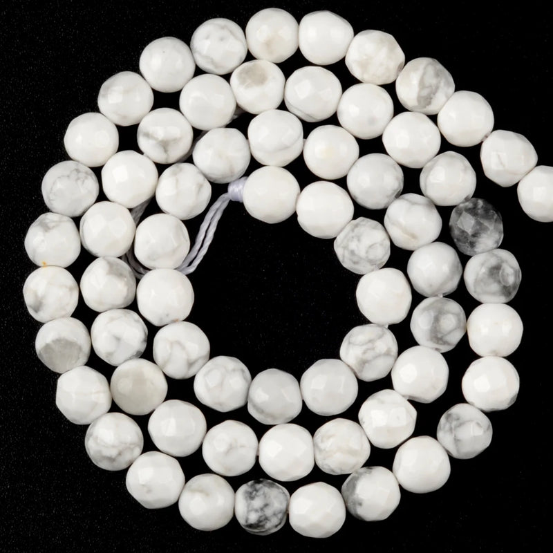 Faceted Turquoises Howlite Stone Round Beads for Jewelry Making DIY Bracelets