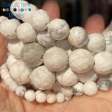 Faceted Turquoises Howlite Stone Round Beads for Jewelry Making DIY Bracelets