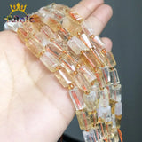 Yellow Citrine Quartz Stone Beads for Jewelry Making 7.5''