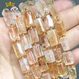 Yellow Citrine Quartz Stone Beads for Jewelry Making 7.5''