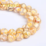8mm Natural Faceted Yellow Dzi Agates Beads