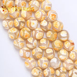 8mm Natural Faceted Yellow Dzi Agates Beads