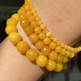 Natural Faceted Yellow Jades Chalcedony Round Stone Beads 4 6 8 10 12mm