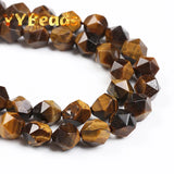 Faceted Yellow Tiger Eye Stone Beads 6-12mm for Jewelry Making