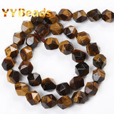 Faceted Yellow Tiger Eye Stone Beads 6-12mm for Jewelry Making