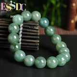 10mm Round Emerald Bead Bracelet Bangle Men Women Jewelry