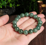 10mm Round Emerald Bead Bracelet Bangle Men Women Jewelry