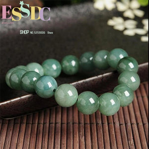 10mm Round Emerald Bead Bracelet Bangle Men Women Jewelry