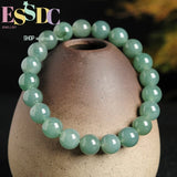 10mm Round Emerald Bead Bracelet Bangle Men Women Jewelry