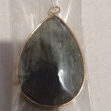 Labradorite Water Drop Stone Pendant Charms for DIY Necklace Making 22x40mm