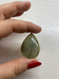 Labradorite Water Drop Stone Pendant Charms for DIY Necklace Making 22x40mm