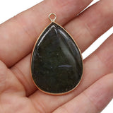 Labradorite Water Drop Stone Pendant Charms for DIY Necklace Making 22x40mm