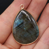 Labradorite Water Drop Stone Pendant Charms for DIY Necklace Making 22x40mm