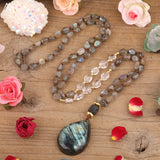 Labradorite Stone Drop Pendant Necklace for Women