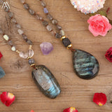 Labradorite Stone Drop Pendant Necklace for Women