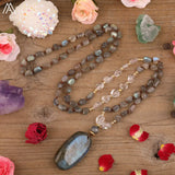 Labradorite Stone Drop Pendant Necklace for Women