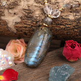 Labradorite Stone Drop Pendant Necklace for Women
