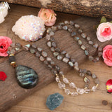 Labradorite Stone Drop Pendant Necklace for Women