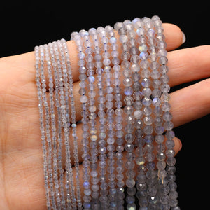 Natural Flash Labradorites Small Beads Faceted Stone Loose Spacer Beaded