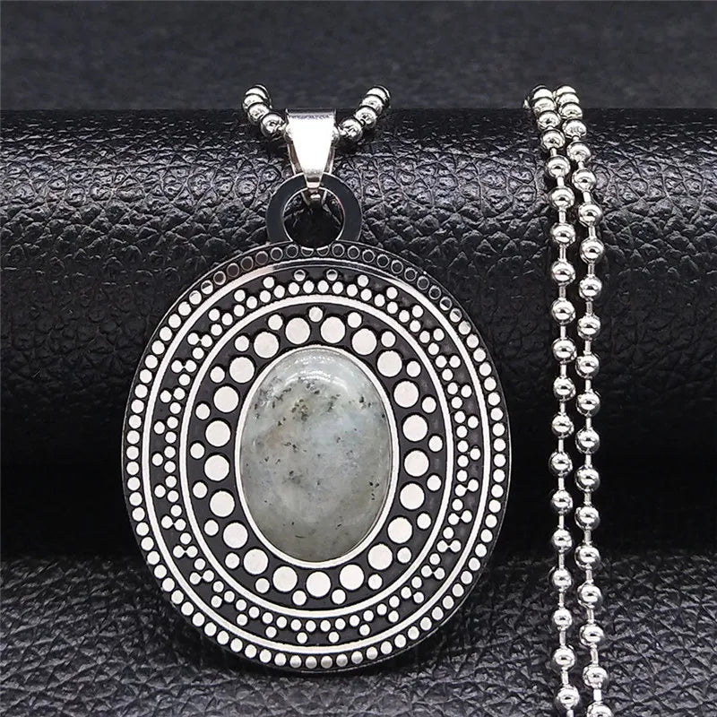 Flash Stone Stainless Steel Long Bohemia Chain Necklace Silver Jewelry