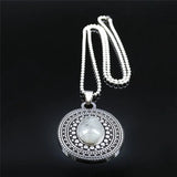 Flash Stone Stainless Steel Long Bohemia Chain Necklace Silver Jewelry