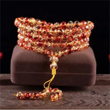 Natural Flower Amber Beeswax Bracelet 108 Beads 8mm for Women