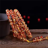 Natural Flower Amber Beeswax Bracelet 108 Beads 8mm for Women