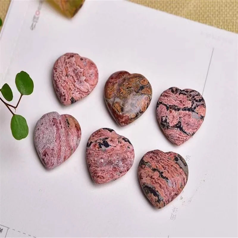 Flower Stone Carved Heart Necklace