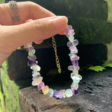 Natural Fluorite Bracelet Stone Irregular Jewelry GEM Beads Healing