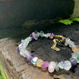 Natural Fluorite Bracelet Stone Irregular Jewelry GEM Beads Healing