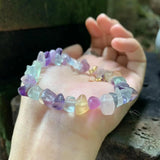 Natural Fluorite Bracelet Stone Irregular Jewelry GEM Beads Healing
