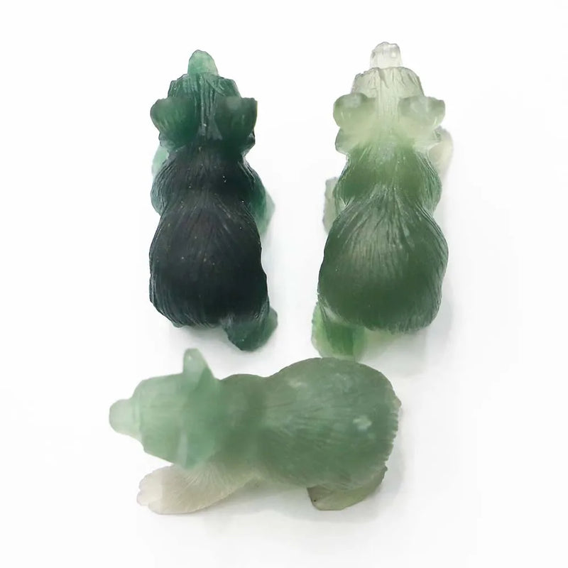 Fluorite Carved Bear Ornaments Reiki Polished Craft Small Decoration