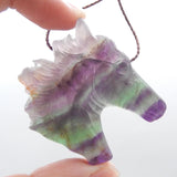 Fluorite Horse Head Pendant Bead Jewelry Gift Gemstone