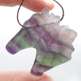 Fluorite Horse Head Pendant Bead Jewelry Gift Gemstone