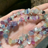 Fluorite Choker Necklace Women High Jewelry Irregular Gemstone