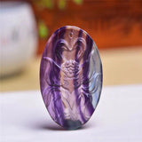 Fluorite Crystal Nine Tailed Fox Quartz Pendant Carved Gemstones Gift