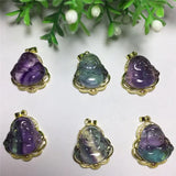 Fluorite Buddha Pendant, Reiki Healing Crystal Necklace