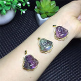 Fluorite Buddha Pendant, Reiki Healing Crystal Necklace