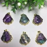 Fluorite Buddha Pendant, Reiki Healing Crystal Necklace