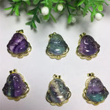 Fluorite Buddha Pendant, Reiki Healing Crystal Necklace