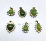 Fluorite Luminous Stone Heart Pendant Necklace with Chain