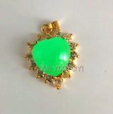 Fluorite Luminous Stone Heart Pendant Necklace with Chain