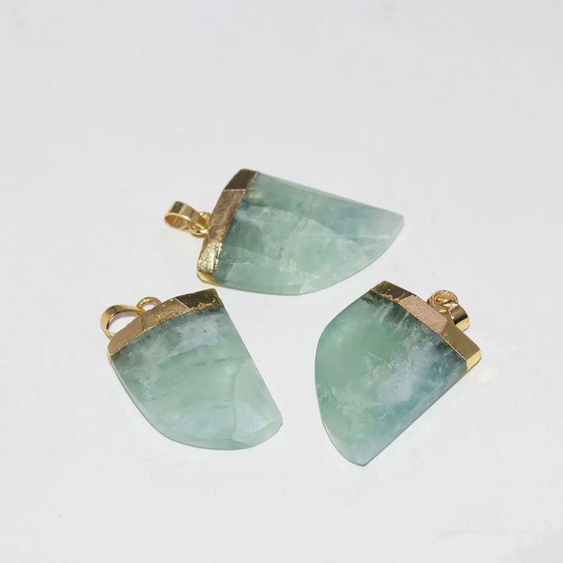 Fluorite Moon Pendant Green God Face Jewelry for Men