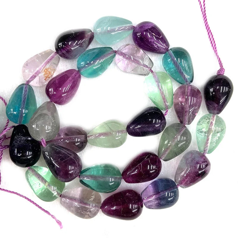 Fluorite Stone Beads 15'' DIY Loose Beads Jewelry Making Women Gift