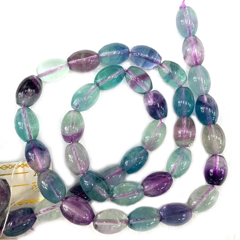 Natural Fluorite Stone Beads 15'' Oval Olive Drum DIY Loose Beads