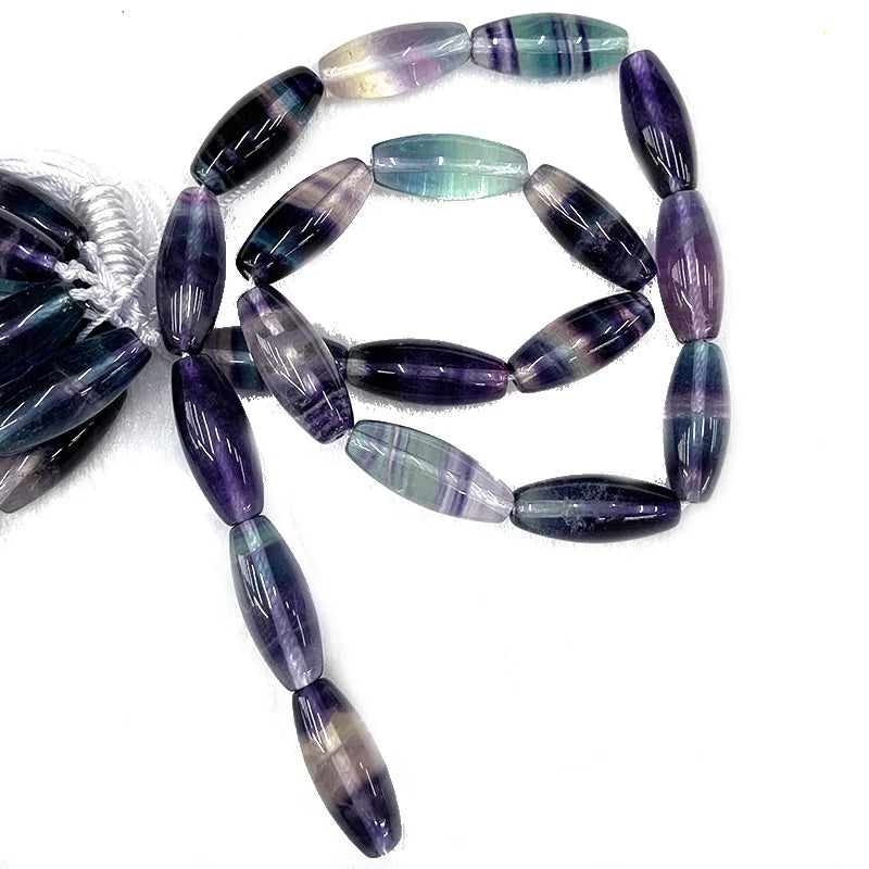 Fluorite Stone Beads 15'' Oval Rice DIY Loose Beads Jewelry Making Women Gift