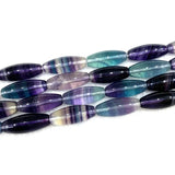 Fluorite Stone Beads 15'' Oval Rice DIY Loose Beads Jewelry Making Women Gift