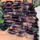 Fluorite Stone Beads 15'' Purple Oval DIY Loose Beads Jewelry Making Women