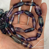 Fluorite Stone Beads 15'' Purple Oval DIY Loose Beads Jewelry Making Women